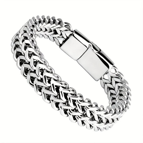 Stainless Steel Braided Bracelet with Magnet Buckle - Picture 2 of 6
